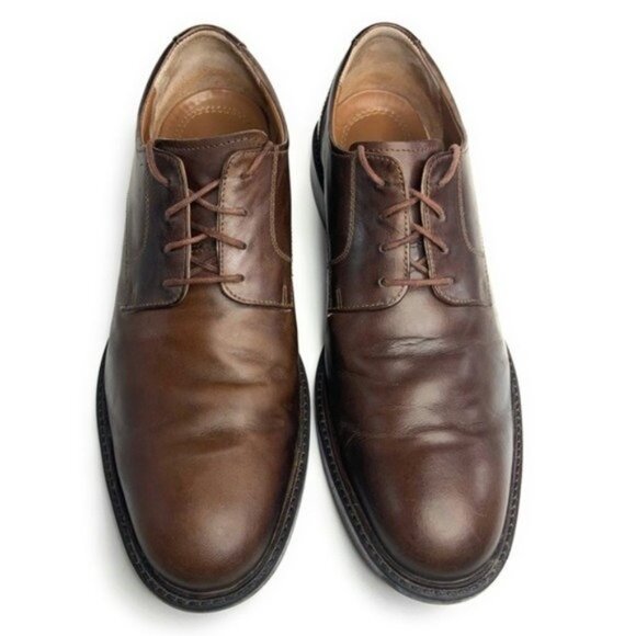 J&M Conard Plain Toe Derby Brown Leather Shoes - Picture 2 of 9
